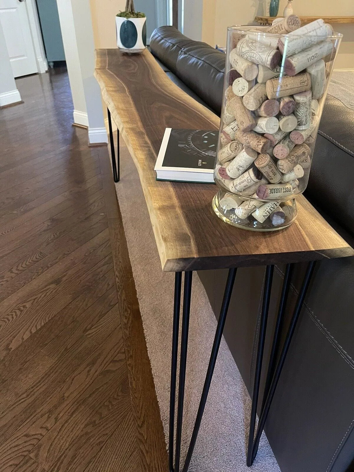 Artisan Choice Black Walnut Console with Hairpin Legs