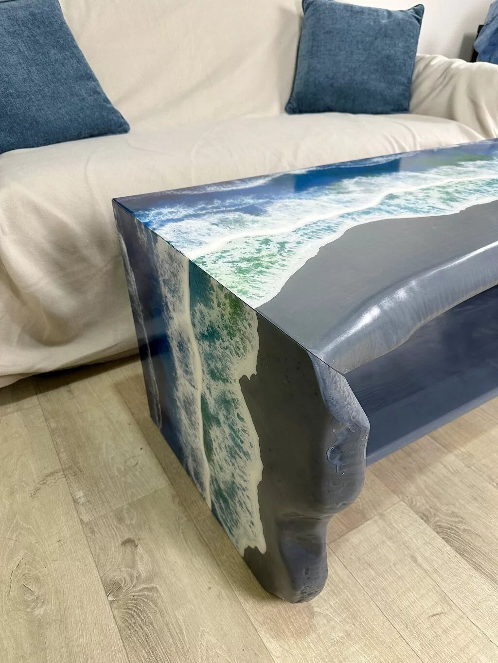 Stormy Shore Waterfall Coffee Table