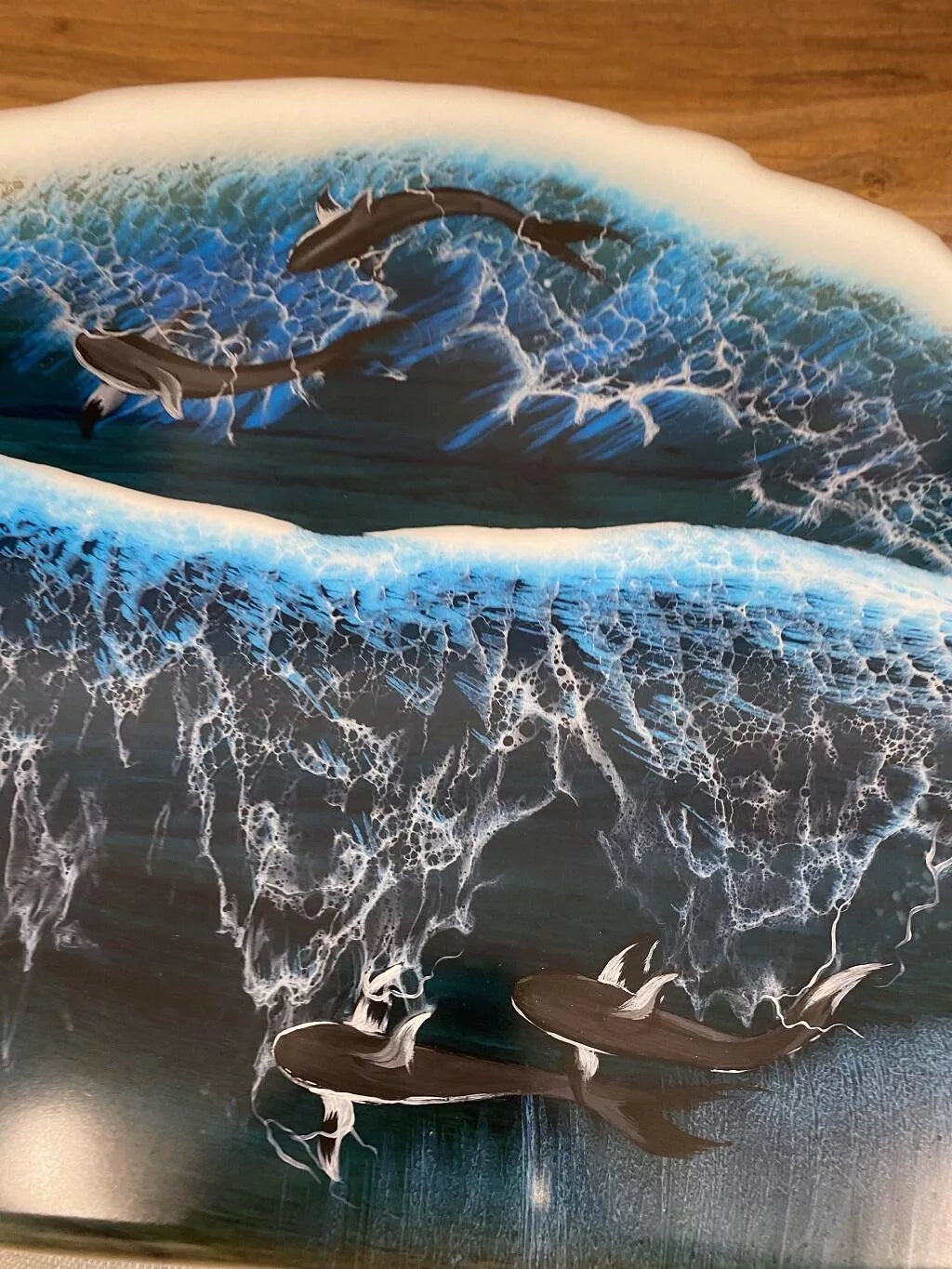 Ocean Wave Walnut Side Table