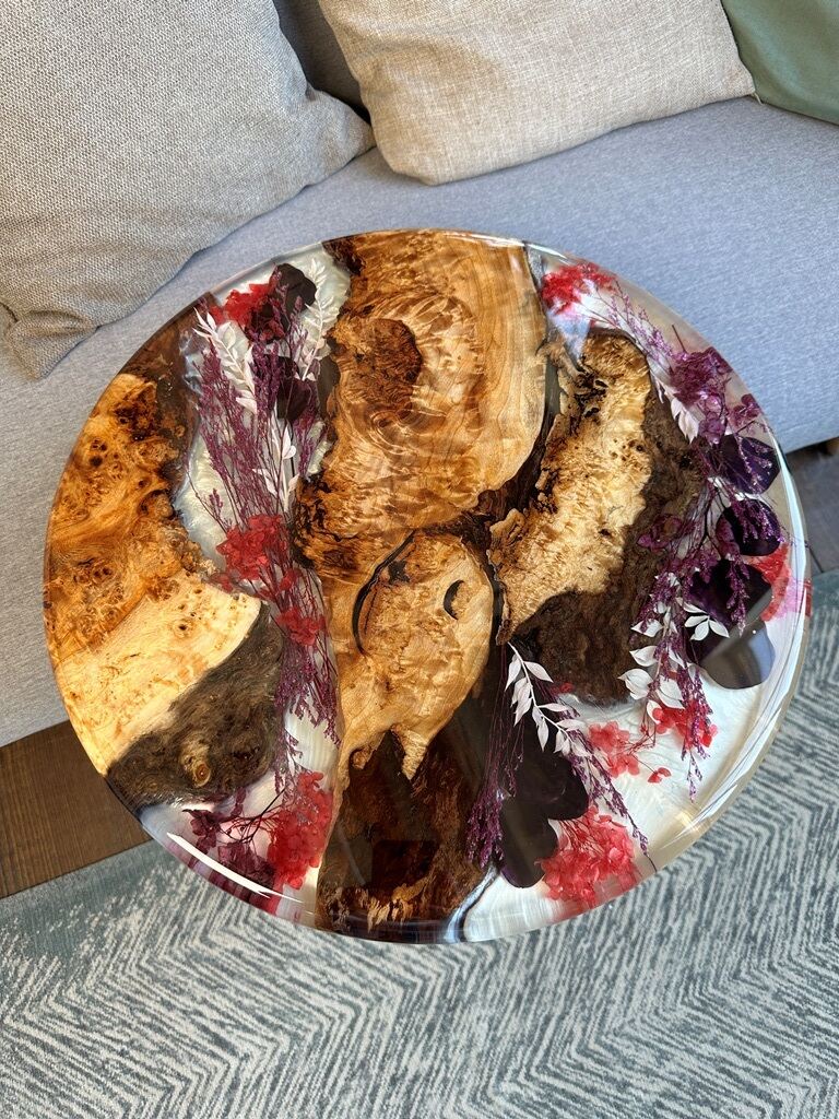 Floral Bloom Poplar Side Table