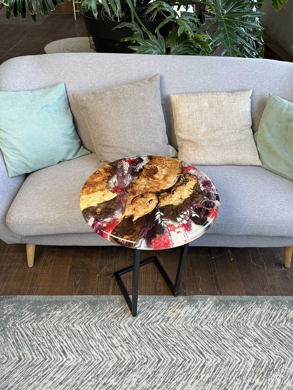 Floral Bloom Poplar Side Table