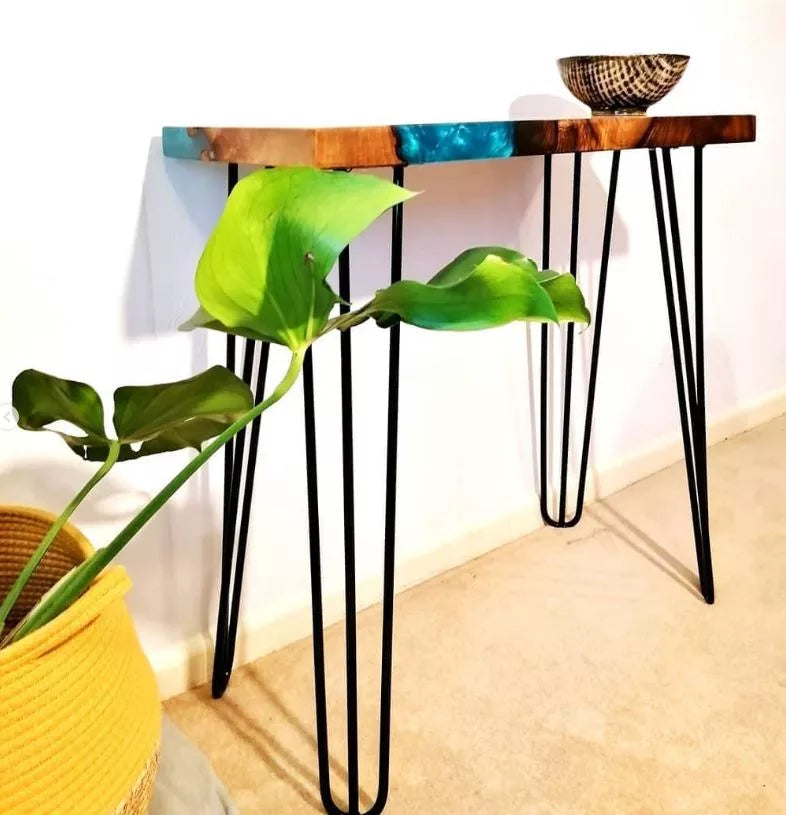 Turquoise Waters Live Edge Walnut Console Table