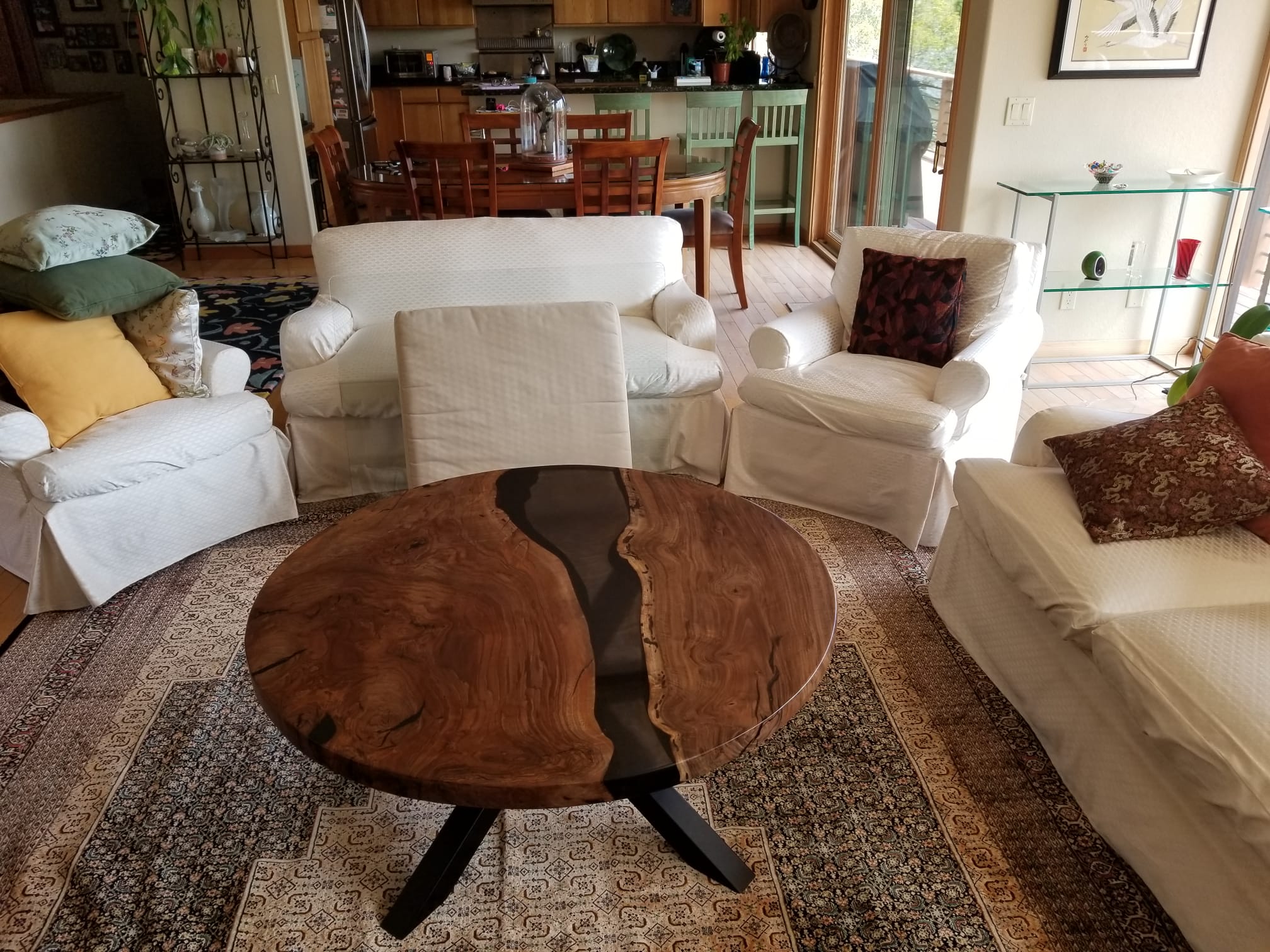 Black Walnut Epoxy River Coffee Table – 38″ (width) 2 feets
