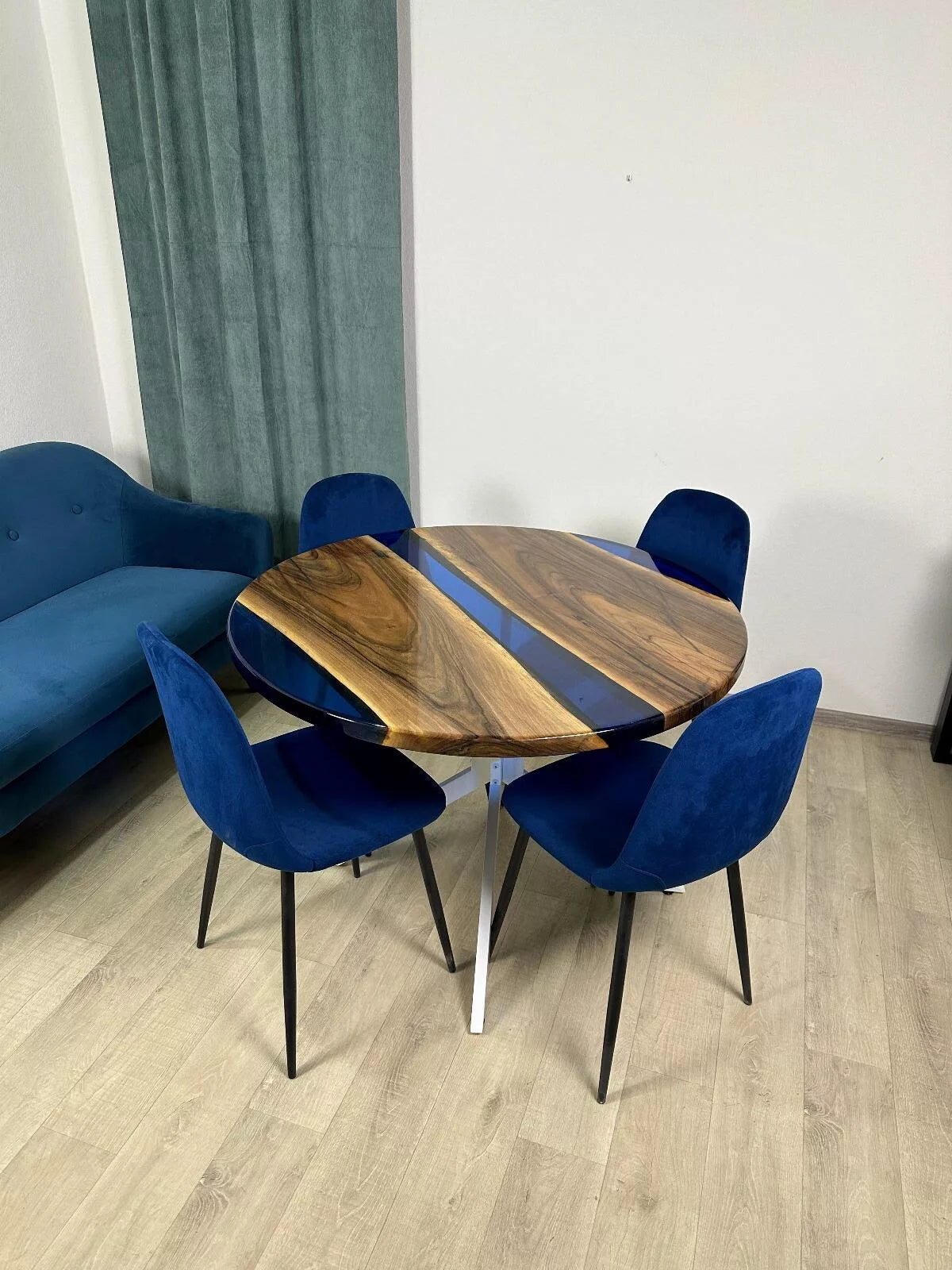 Blue Horizon Walnut Round Table