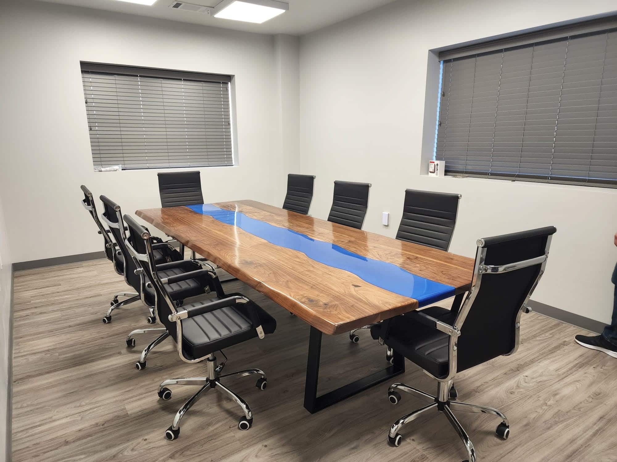 Glossy Blue Epoxy Live Edge Black Walnut Table – 38″ (width) 2 feets