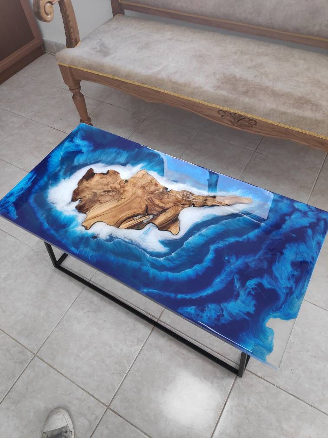 Matte Epoxy River Coffee Table – 38″ (width) 2 feets