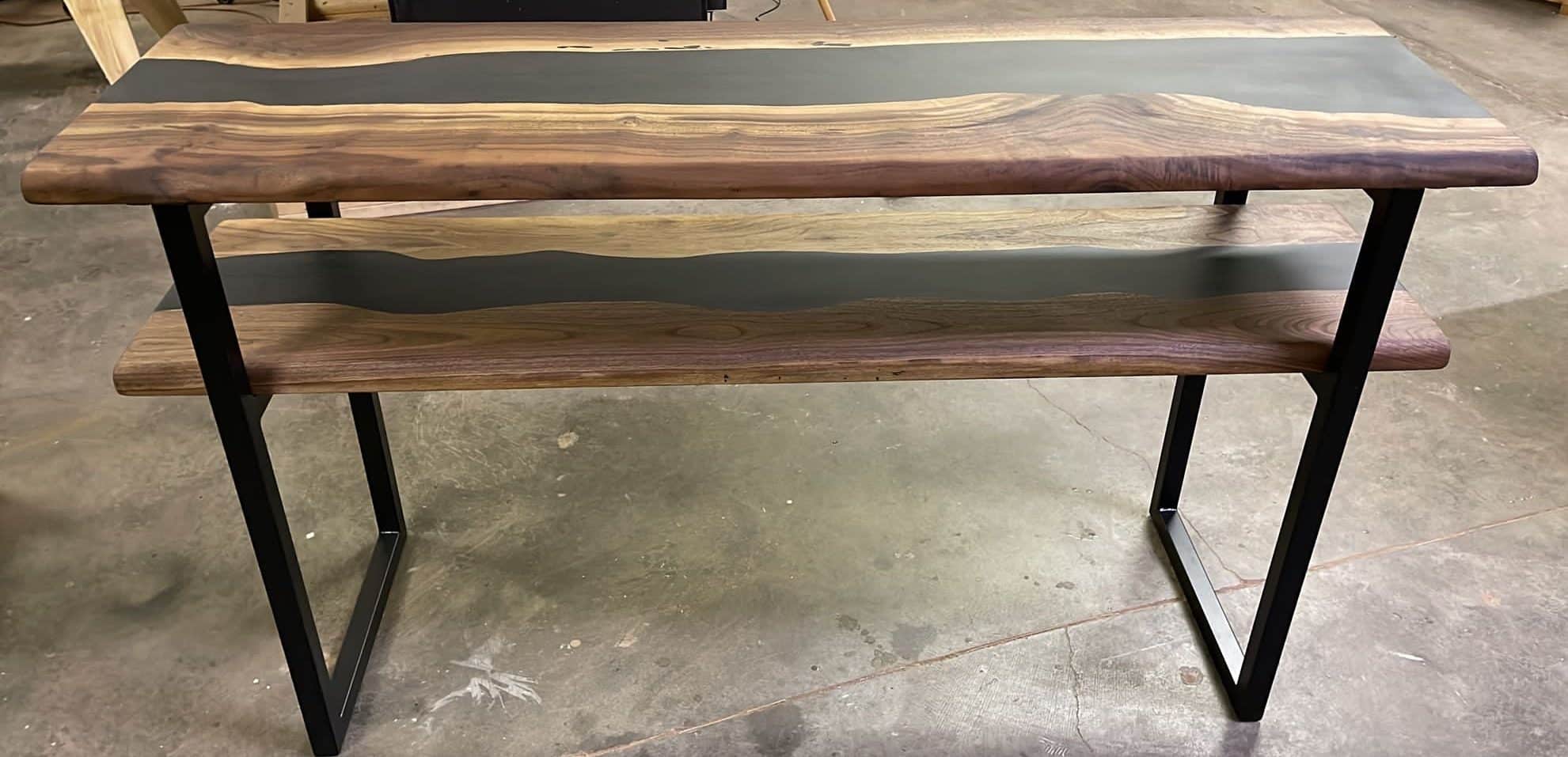 Black Epoxy Oak Coffee Table – 38″ (width) 2 feets