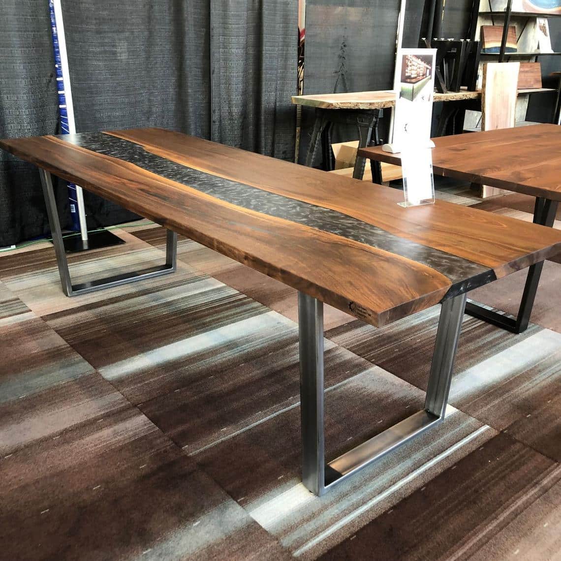 Epoxy Table, Resin Dining Table, Wood Dining Table, Black Epoxy Walnut  Table, Walnut Resin Table, Epoxy Resin Dining Table, Epoxy Table Live Edge