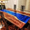 solid wood and epoxy dining table bay area