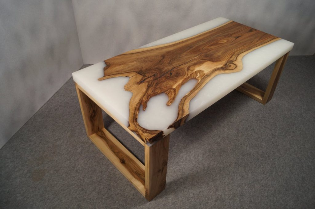 Live Edge Walnut & White Epoxy Coffee Table