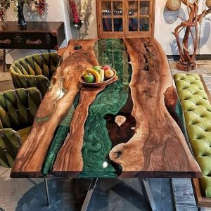 Oak Green Epoxy Dining Table