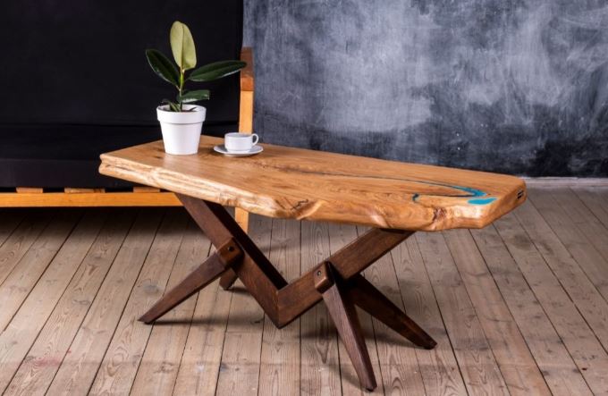 Oak slab store coffee table