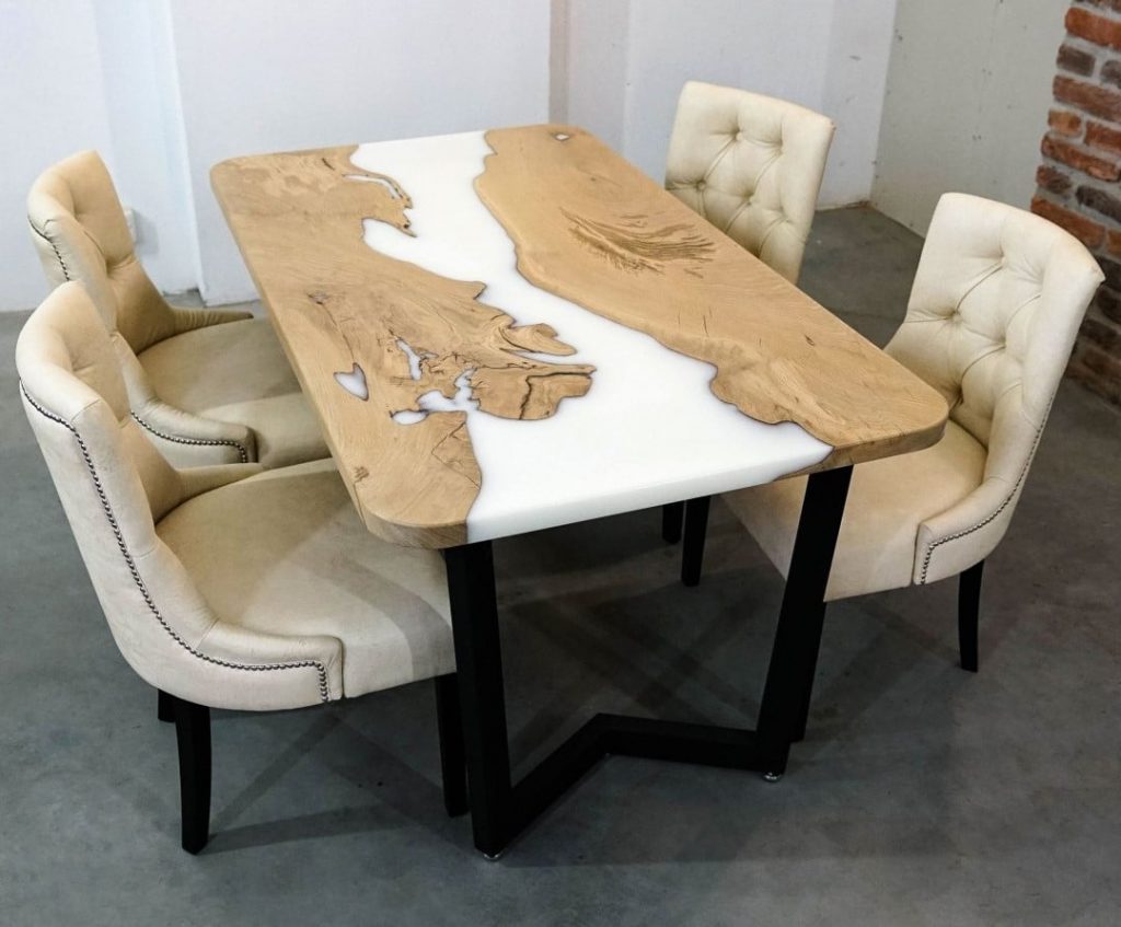 White Oak Epoxy Acrylic Varnish Dining Table Maxiwoods