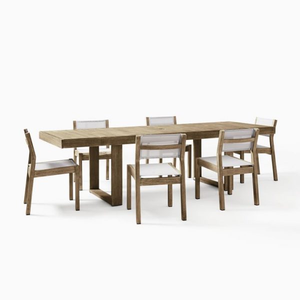 Outdoor Expandable Dining Table & 6 Textilene Chairs Set