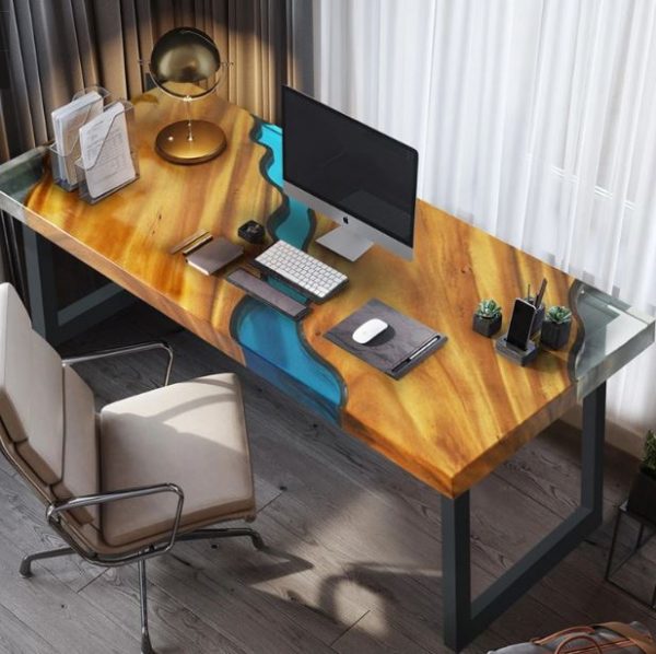 Luxury Solid Wood River Work Table with Metal Legs