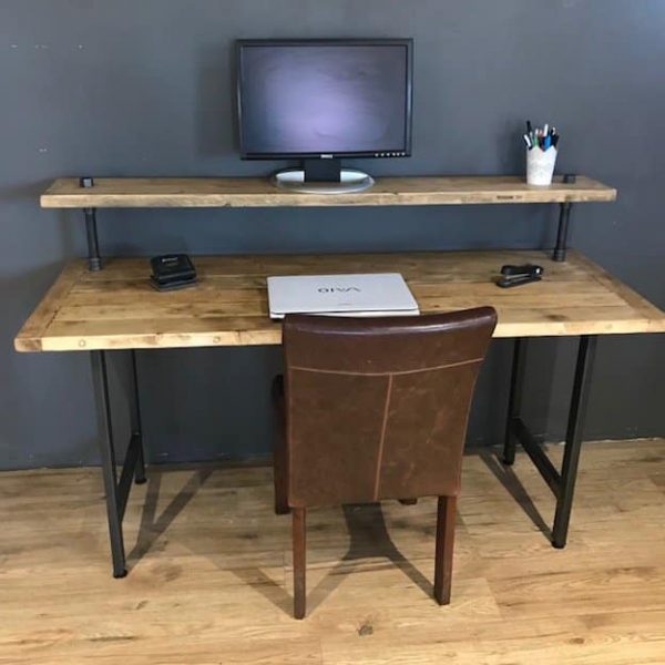 Wood Computer Table with Monitor Stand
