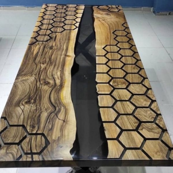 Oak Epoxy Honeycomb Table