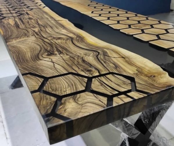 Oak Epoxy Honeycomb Table