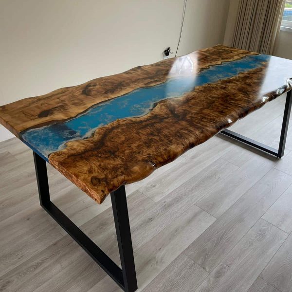 Blue Maple Epoxy Acrylic Varnish Dining Table