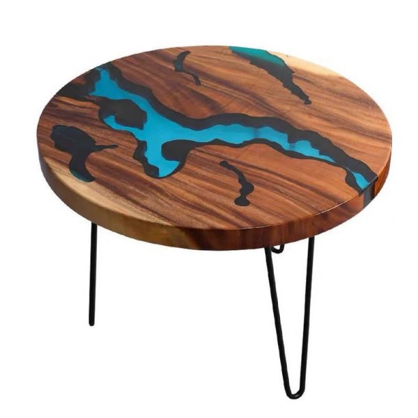 Blue Geometry Oak Console Coffee Table