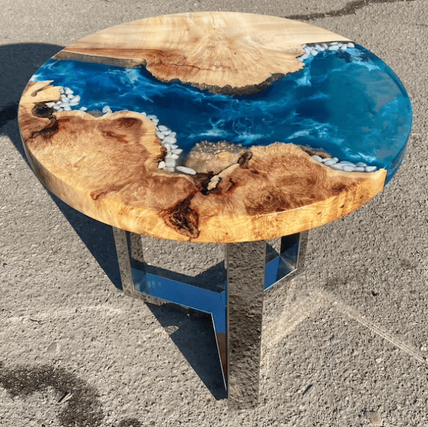 Maple Epoxy Coffee Table with Polyurethane Varnish