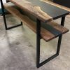 C-shape Acacia Solid Wood & Metal Table