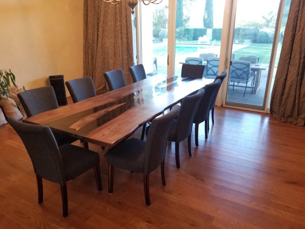 Epoxy Dining River Table Handcrafted from Black Walnut Timber