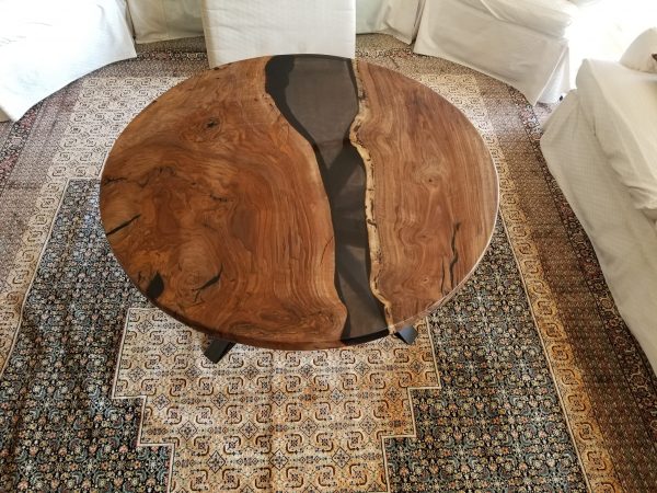 Epoxy Coffee River Table crafted from Black Walnut