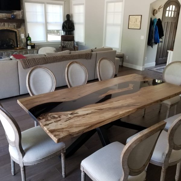 Epoxy Dining Table Crafted from Black Walnut