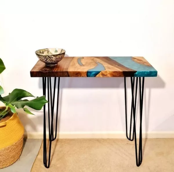 Turquoise Waters Live Edge Walnut Console Table